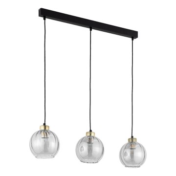 LED luster na lanku DEVI 3xE27/15W/230V čierna/dymová