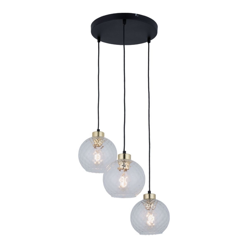 LED luster na lanku DEVON 3xE27/15W/230V čierna/číra