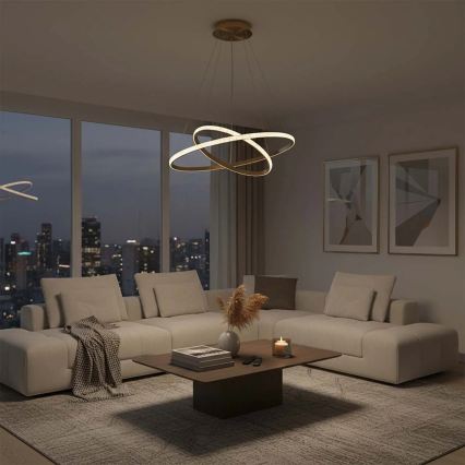 LED luster na lanku DIANA LED/44W/230V 4000K priemer 59 cm zlatý