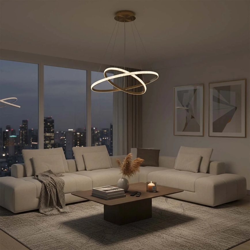 LED luster na lanku DIANA LED/44W/230V 4000K priemer 59 cm zlatý