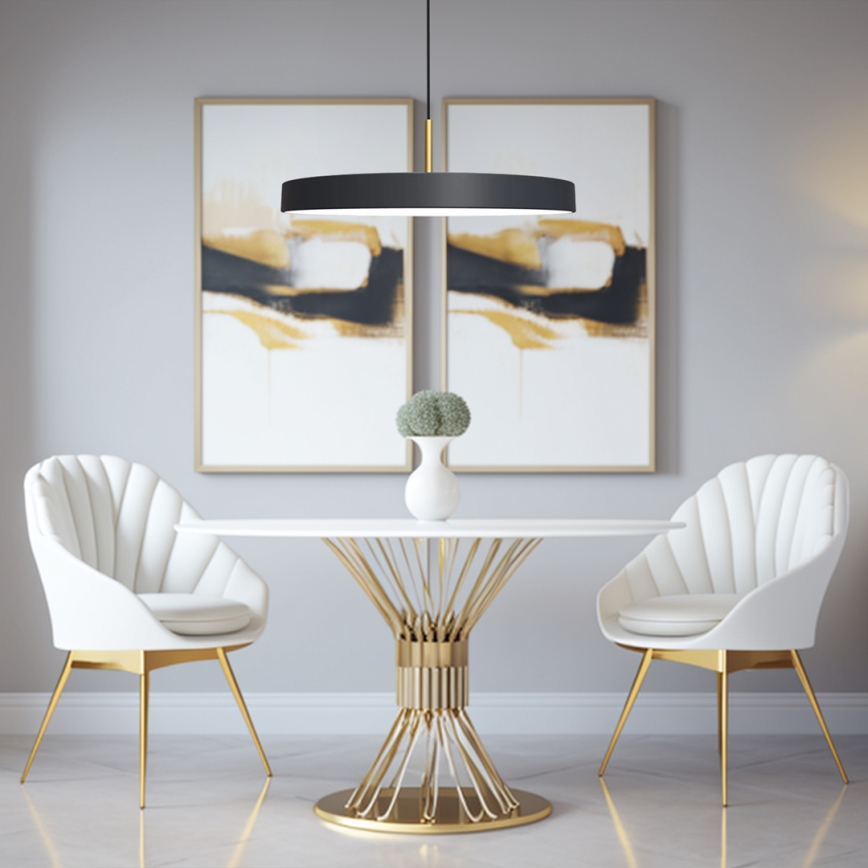 LED Luster na lanku DISC LED/38W/230V pr. 45 cm čierna