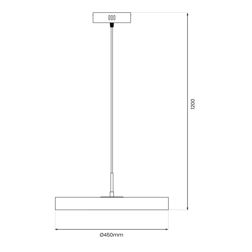 LED Luster na lanku DISC LED/38W/230V pr. 45 cm čierna