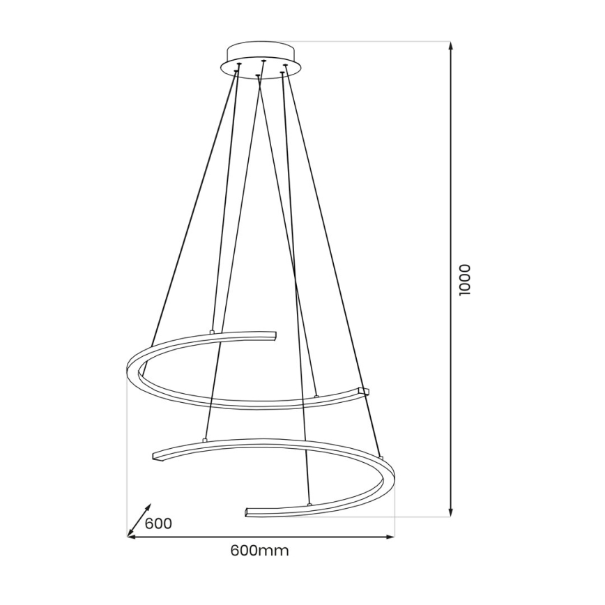 LED Luster na lanku DOUBLEMOON LED/30W/230V čierna