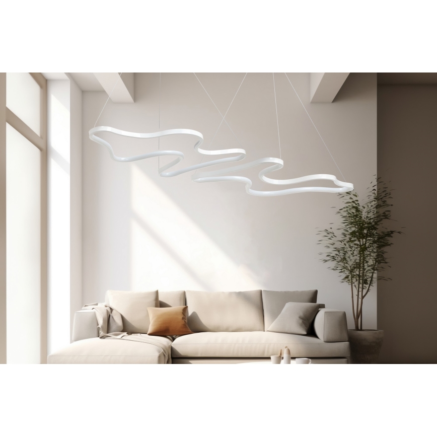 LED Luster na lanku DUPLE ARTISAN LED/80W/230V 6500K biela