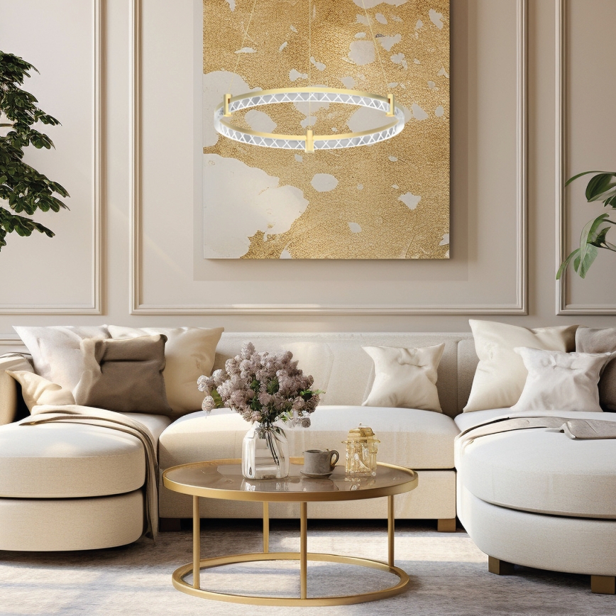 LED Luster na lanku ELEGANCE LED/36W/230V pr. 60 cm zlatá
