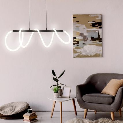 LED Luster na lanku EMMA LED/38W/230V čierna