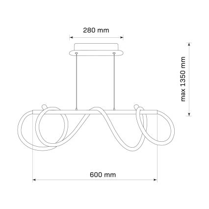 LED Luster na lanku EMMA LED/38W/230V čierna