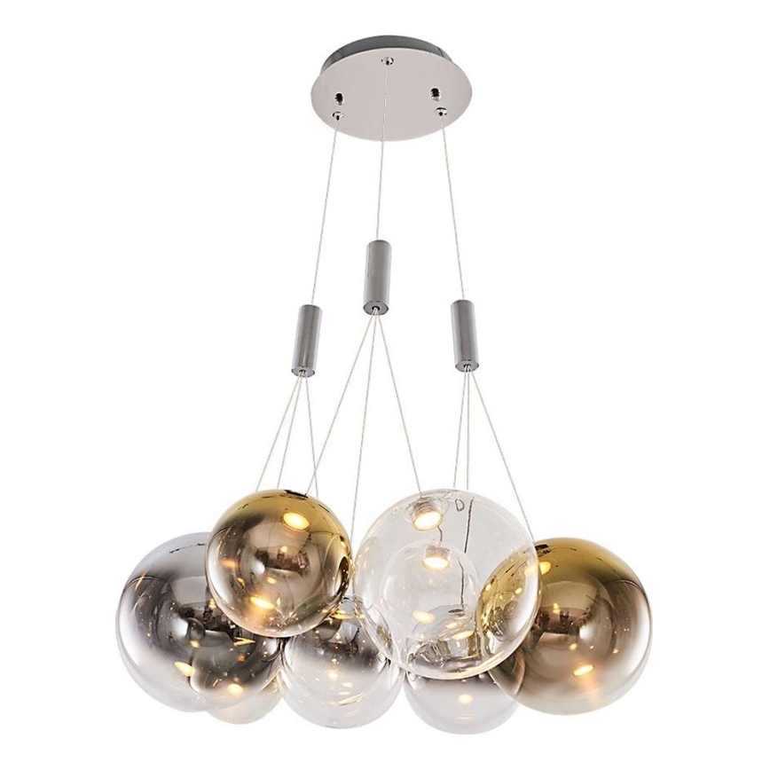 LED luster na lanku ENNA 9xG9/5W/230V 3000K dymová/zlatá
