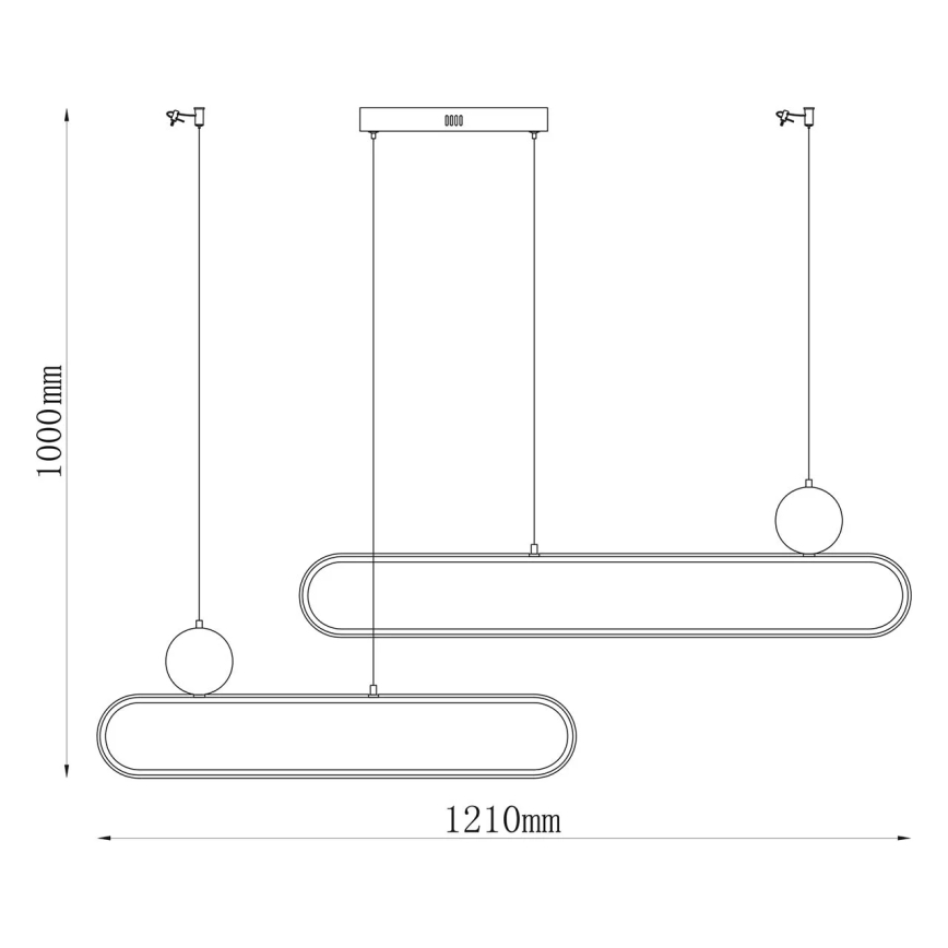LED luster na lanku FLORENTYNA LED/48W/230V 4000K čierna/biela