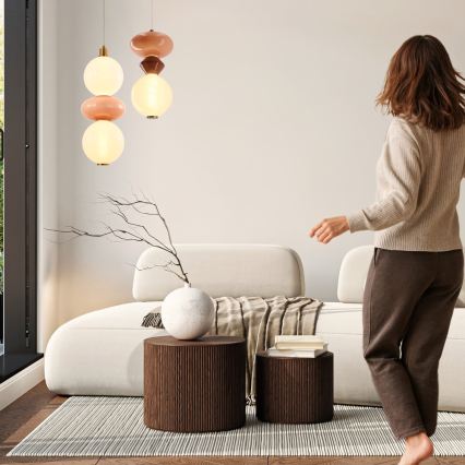 LED luster na lanku FLORES LED/10W/230V zlatá/oranžová/hnedá