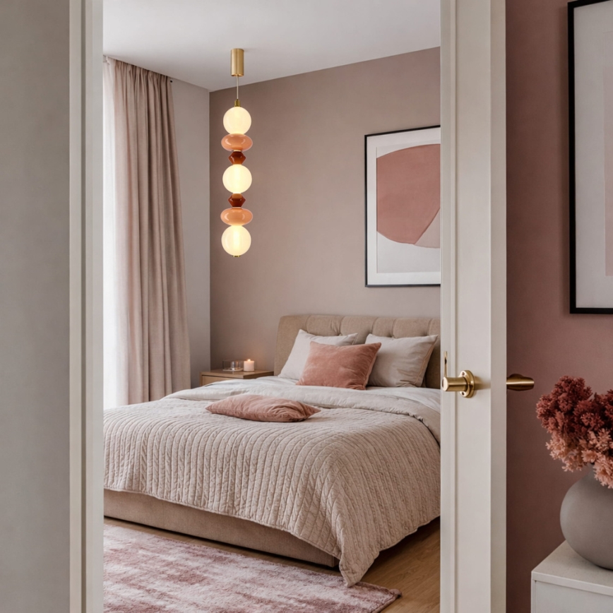 LED luster na lanku FLORES LED/20W/230V zlatý/oranžový/hnedý