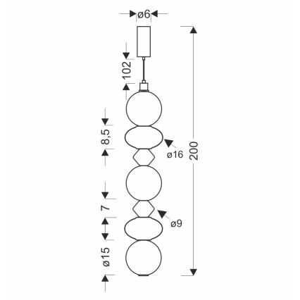 LED luster na lanku FLORES LED/20W/230V zlatý/oranžový/hnedý