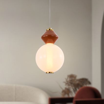 LED luster na lanku FLORES LED/7W/230V zlatá/hnedá