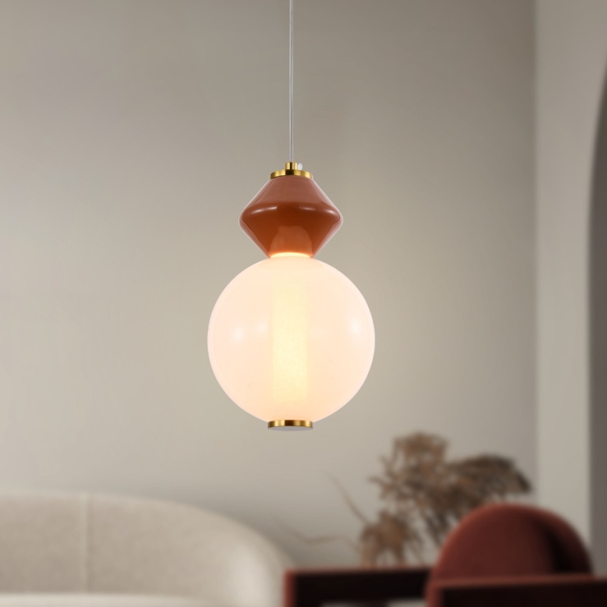LED luster na lanku FLORES LED/7W/230V zlatá/hnedá