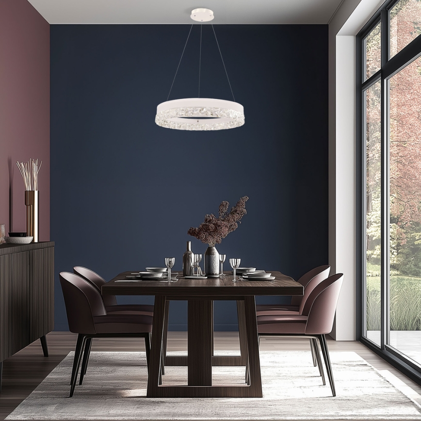 LED luster na lanku FROZI LED/32W/230V priemer 50 cm biely