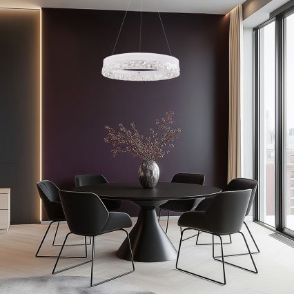 LED luster na lanku FROZI LED/32W/230V priemer 50 cm biely