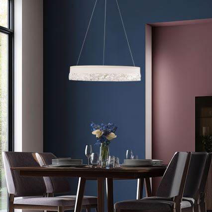 LED luster na lanku FROZI LED/32W/230V priemer 50 cm biely