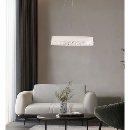 LED luster na lanku FROZI LED/32W/230V priemer 50 cm biely