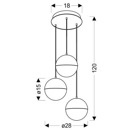 LED Luster na lanku FURNI 3xLED/5W/230V zlatá