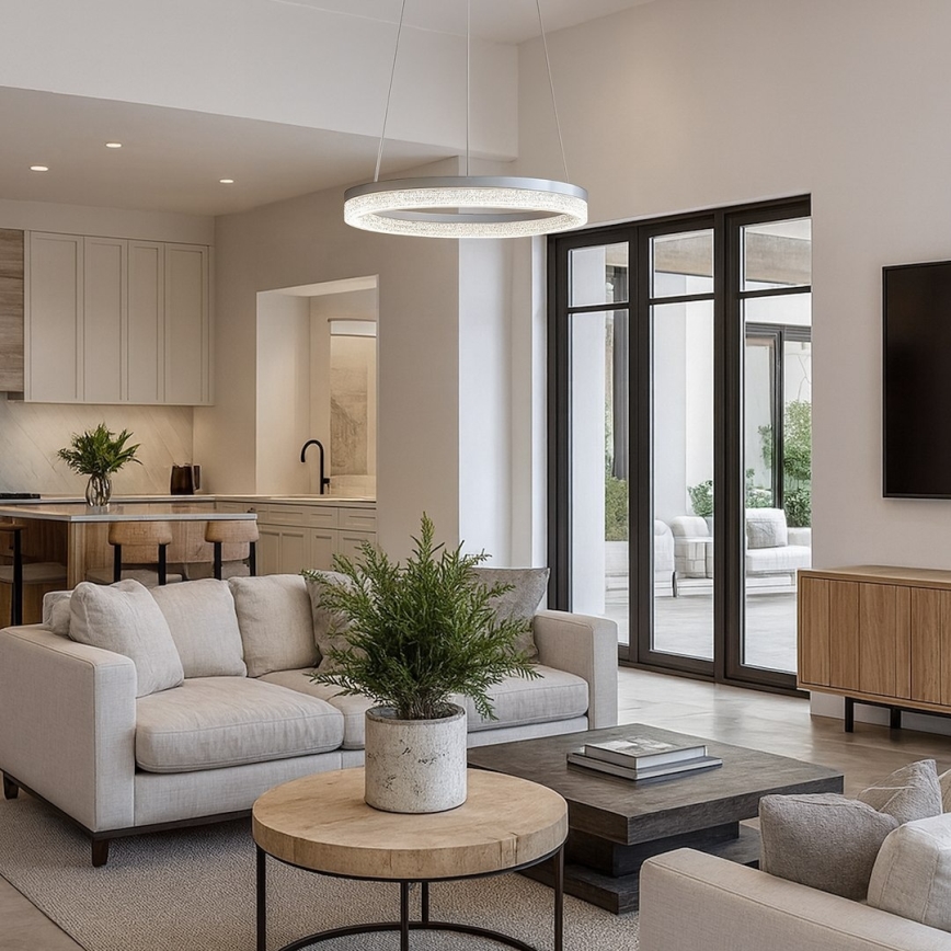 LED luster na lanku GALA LED/25W/230V Ø 50 cm strieborný