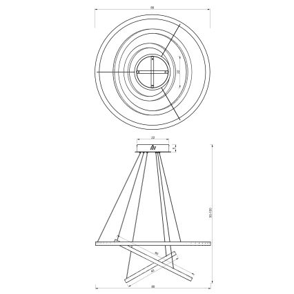 LED Luster na lanku GALAXIA LED/85W/230V čierna