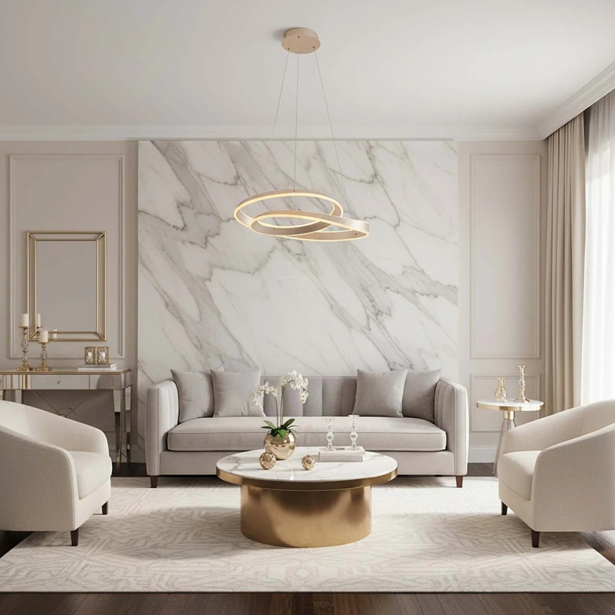 LED luster na lanku GLOW LED/75W/230V 4000K pr. 60 cm zlatý