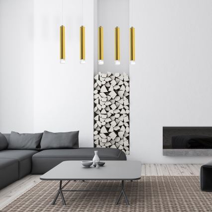 LED Luster na lanku GOLDIE 5xLED/25W/230V zlatá