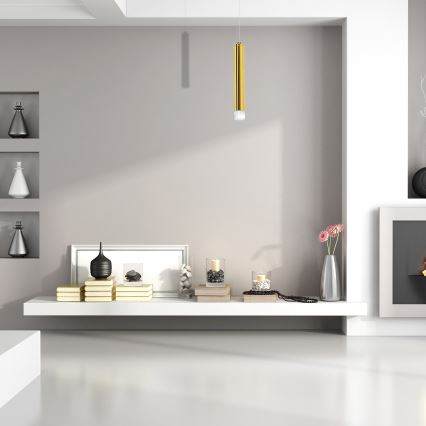 LED luster na lanku GOLDIE LED/5W/230V zlatý