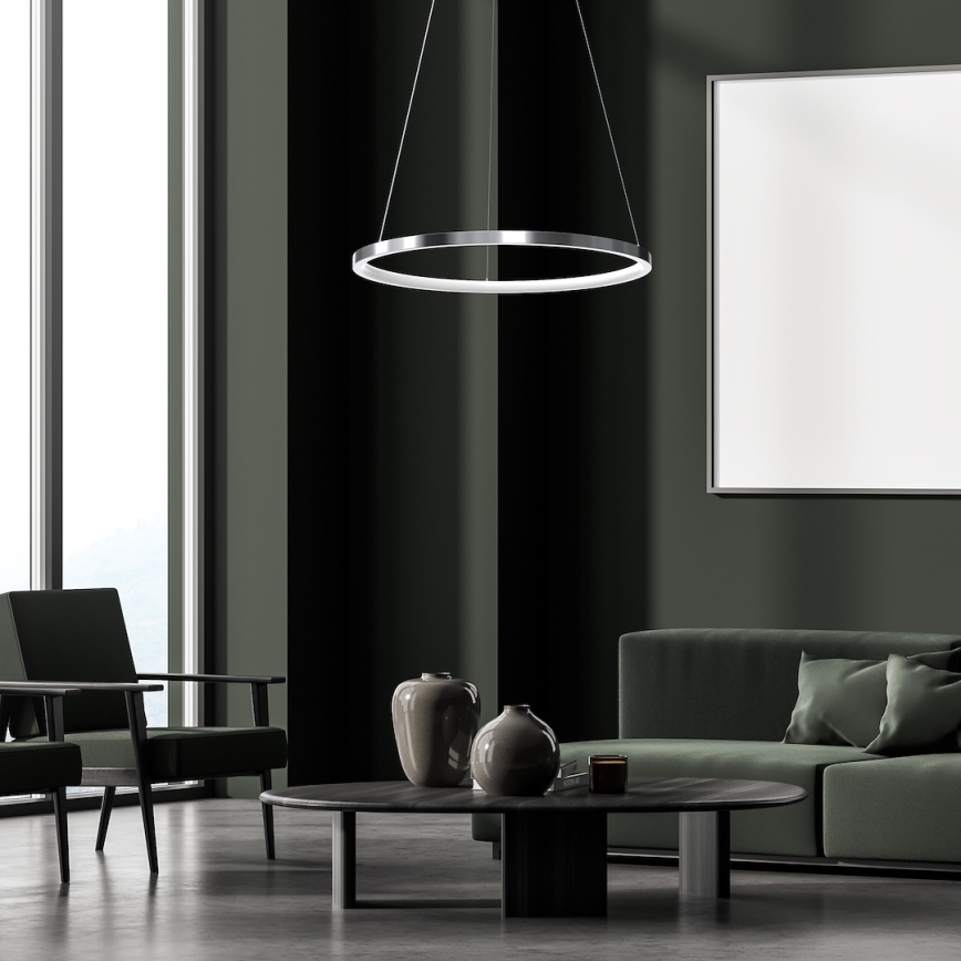 LED Luster na lanku HOOP LED/27W/230V pr. 50 cm 4000K lesklý chróm