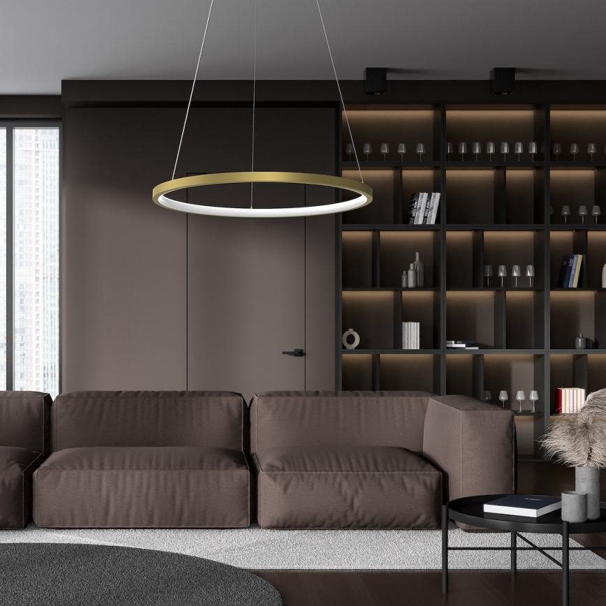 LED Luster na lanku HOOP LED/27W/230V pr. 50 cm 4000K zlatá