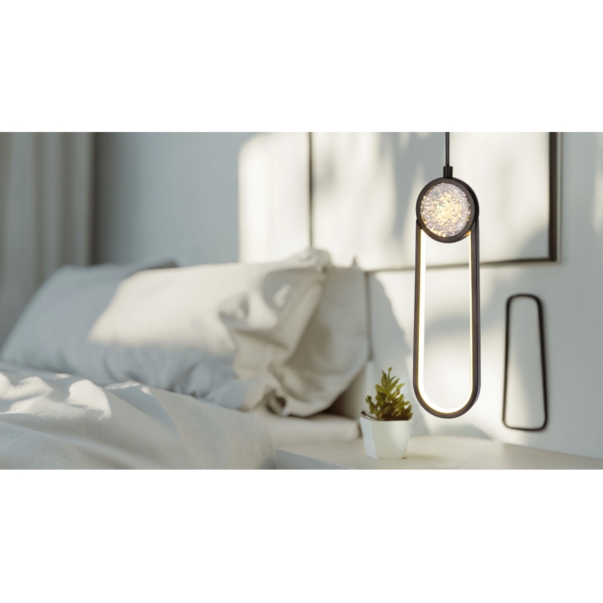 LED Luster na lanku LACRIMA LED/15W/230V 3000K čierna