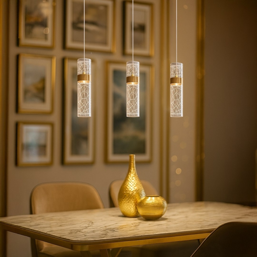 LED luster na lanku LAGOS LED/8W/230V zlatý