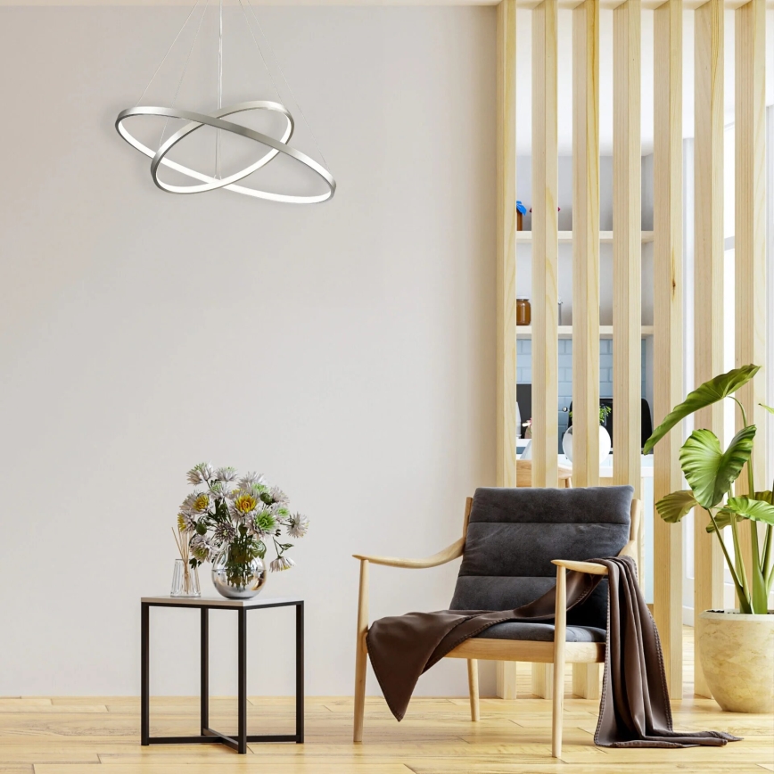 LED Luster na lanku LEA LED/35W/230V 4000K pr. 60 cm matný chróm
