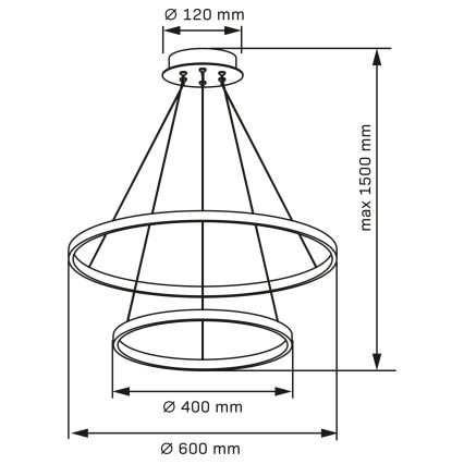 LED Luster na lanku LEA LED/35W/230V 4000K pr. 60 cm matný chróm