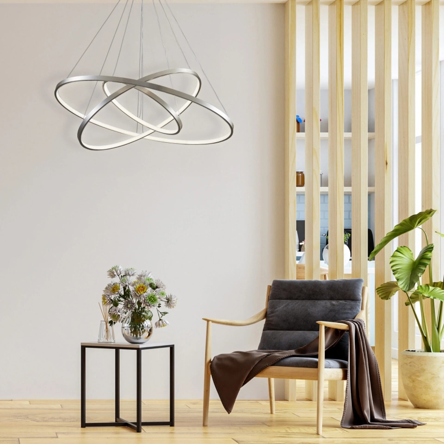 LED Luster na lanku LEA LED/60W/230V 4000K pr. 80 cm matný chróm