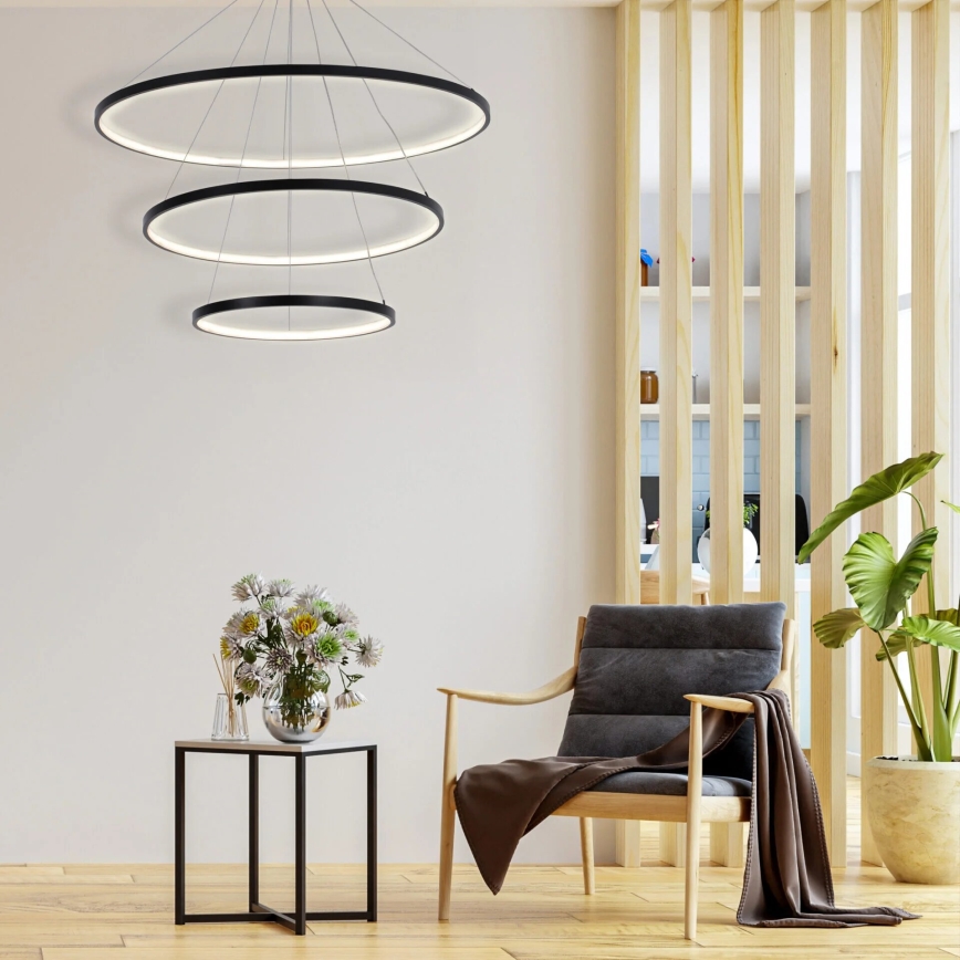 LED Luster na lanku LEA LED/60W/230V 4000K pr. 80 cm čierna