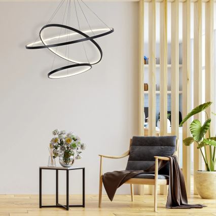 LED Luster na lanku LEA LED/60W/230V 4000K pr. 80 cm čierna