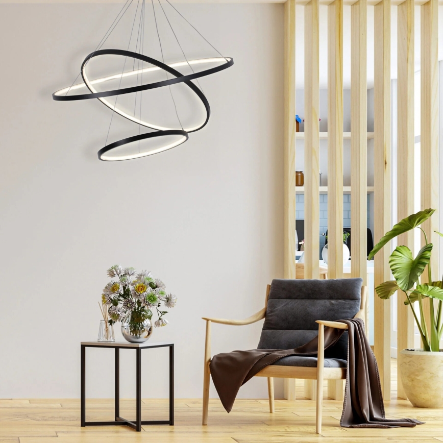 LED Luster na lanku LEA LED/60W/230V 4000K pr. 80 cm čierna