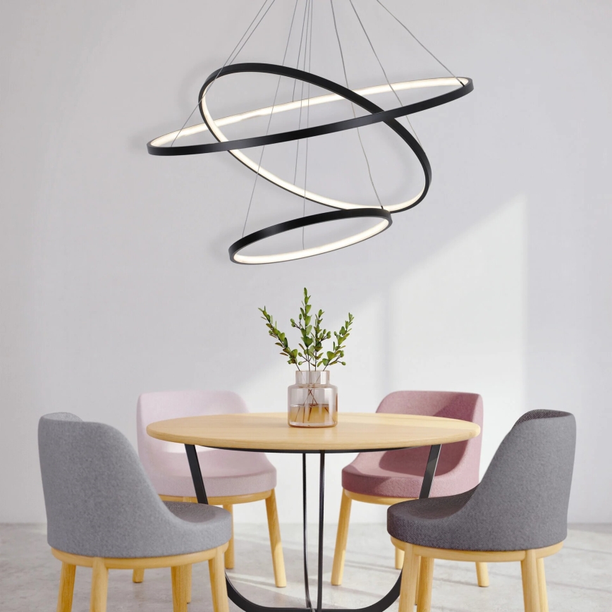 LED Luster na lanku LEA LED/60W/230V 4000K pr. 80 cm čierna