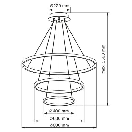 LED Luster na lanku LEA LED/60W/230V 4000K pr. 80 cm čierna