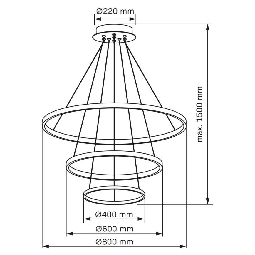 LED Luster na lanku LEA LED/60W/230V 4000K pr. 80 cm čierna