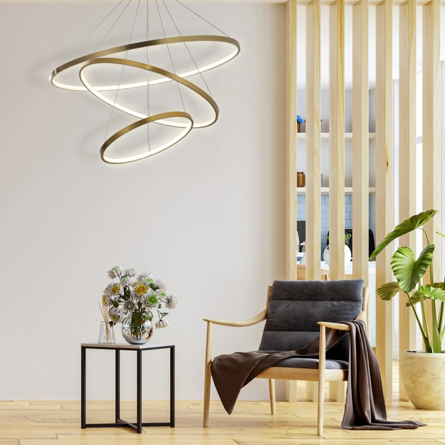 LED Luster na lanku LEA LED/60W/230V 4000K pr. 80 cm zlatá