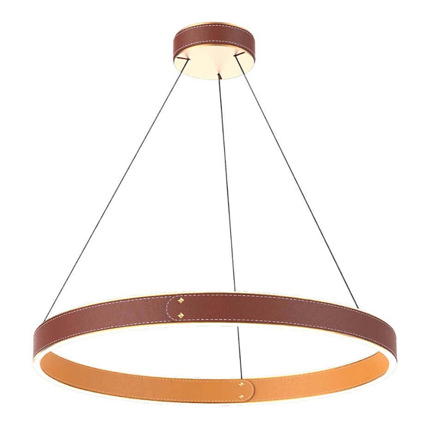 LED Luster na lanku LEATHER LED/47,8W/230V hnedá/oranžová