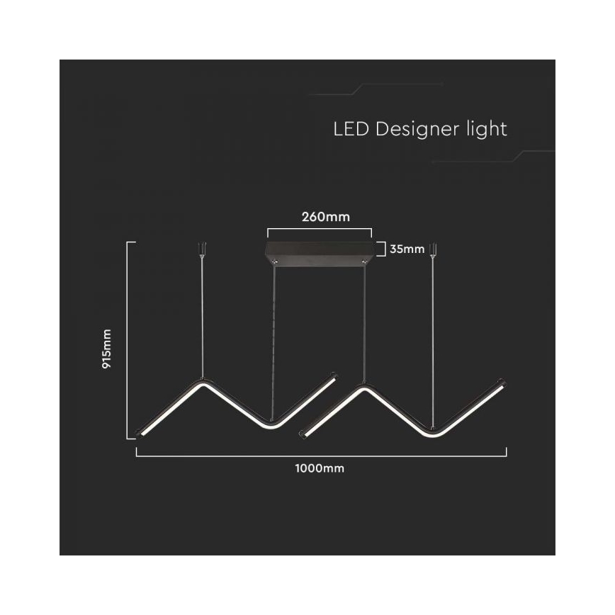 LED Luster na lanku LED/12W/230V 4000K čierna
