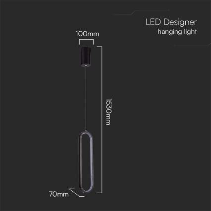 LED Luster na lanku LED/13W/230V 3000K čierna