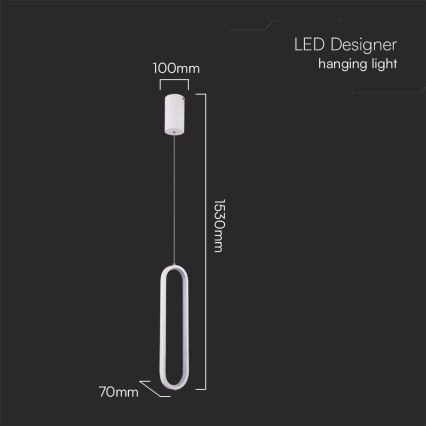 LED Luster na lanku LED/13W/230V 4000K biela