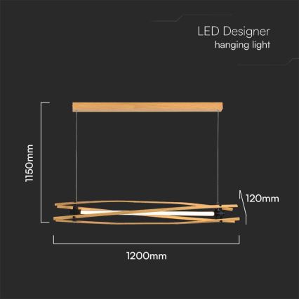 LED Luster na lanku LED/15W/230V 3000K hnedá