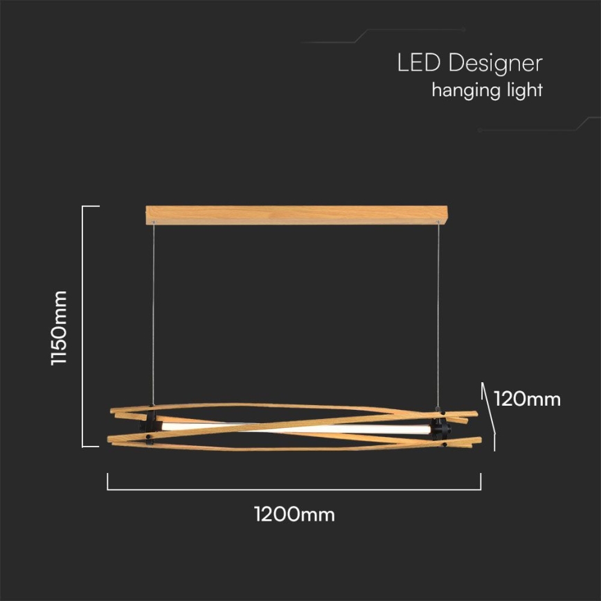 LED Luster na lanku LED/15W/230V 3000K hnedá