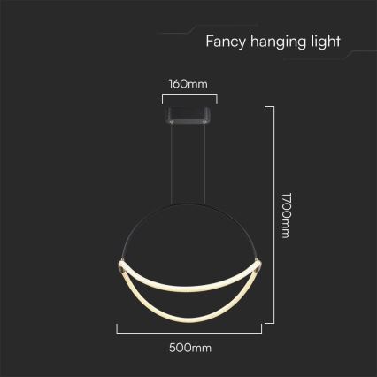 LED Luster na lanku LED/16W/230V 3000K pr. 50 cm
