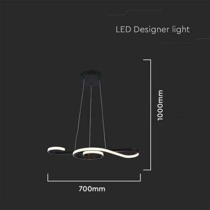 LED Luster na lanku LED/18W/230V 3000K čierna